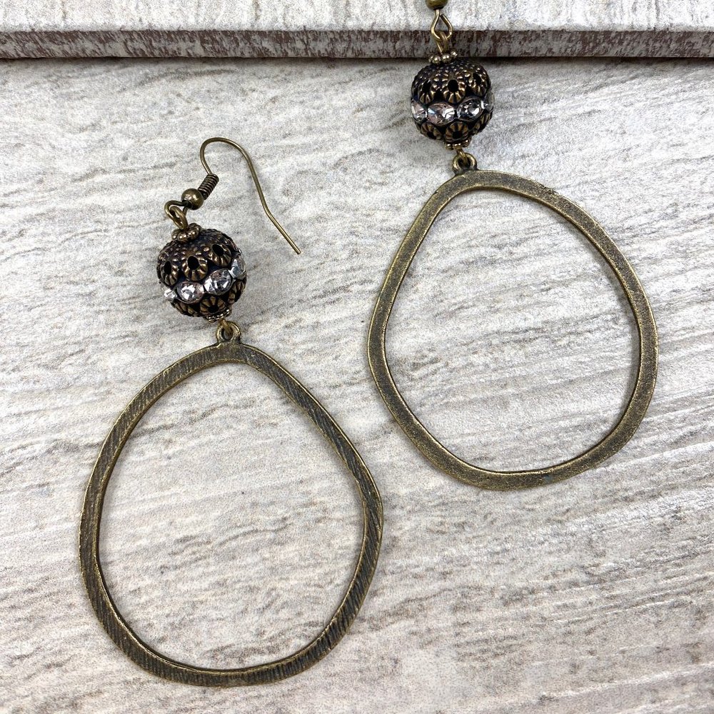 Gun Metal Disco Ball Teardrop Earrings